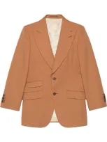 Gucci Fluid Drill Single-breasted Jacket In Beige