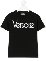 Young Versace Kids' Logo Print T-shirt In Black