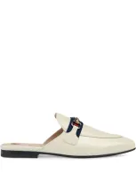 Gucci Princetown Horsebit-detailed Leather Slippers In Mystic White