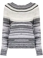 Lamberto Losani Striped Knit Jumper In White