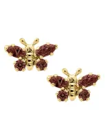 Mignonette Babies' Butterfly Birthstone Gold Earrings In January