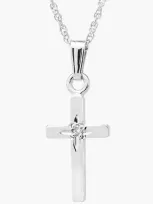 Mignonette Babies'  14k White Gold & Diamond Cross Necklace