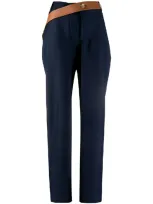 Lanvin Leather Strap Fastening Trousers In Blue