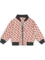 Burberry Beige Jacket For Babykids With Thomas Bubery Motif In Red