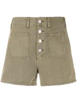 Rag & Bone Rag And Bone Green Military Super High-rise Shorts In Dusty Olive