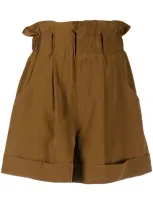 Fendi Paperbag Waist Shorts In Brown