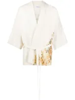 Ih Nom Uh Nit Beaded Kimono Jacket In Neutrals