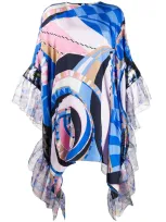 Emilio Pucci Wally Print Ruffled Dress In Blue