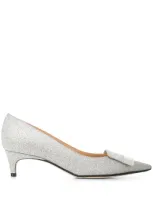 Sergio Rossi Sr1 Pointed Ballerinas In Silver