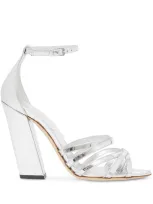 Burberry Metallic-effect Split-toe Sandals In Silber