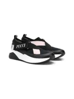 Emilio Pucci Junior Kids' Cross-over Strap Sneakers In Black