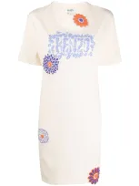 Kenzo Floral Applique T-shirt Dress In Neutrals