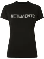 Vetements Rhinestone Tight T Shirt In Black