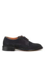 Tricker's Trickers Robert Plain Derby Castorino Suede In Dark Blue