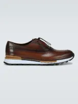 Berluti Fast Track Leather Sneakers In Brown