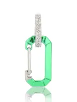 Eéra Chiara 18kt White Gold And Diamond Single Earring In Green