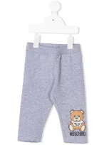 Moschino Babies' Teddy Bear Logo Track Trousers In Grey