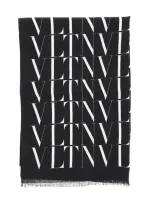 Valentino Garavani All-over Vlogo Scarf In Black,white