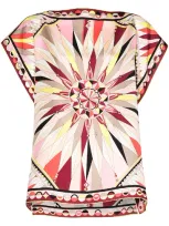 Emilio Pucci Coral Kaleidosope Print Silk Top In Multicolour