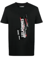 Les Hommes Ripped Logo Print T-shirt In Black