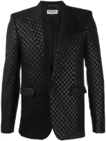 Saint Laurent Lamé Check Single-breasted Blazer In Black