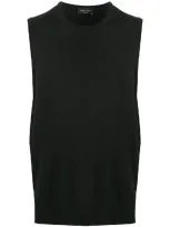 Roberto Collina Fine Knit Ribbed Edge Vest In Black