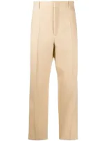 Jil Sander Flat Front Wool Trousers In Neutrals