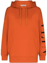 Valentino Logo-print Long-sleeve Hoodie In Orange