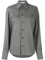 Stella Mccartney Wool-flannel Military Shirt In Dark Gray Melange