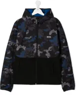 Hugo Boss Teen Camouflage-print Jacket In Black