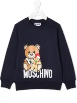 Moschino Kids' Teddy Gingerbread Sweatshirt In Blue