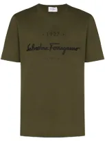 Ferragamo 1927 Logo Cotton T-shirt In Green