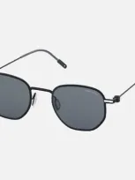 Montblanc Runde Sonnenbrille Aus Metall Mit Schwarzer Fassung In Black