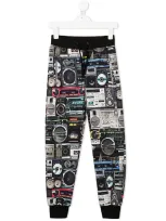 Moschino Teen Cassette Print Trousers In Black