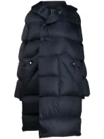 Rick Owens Padded Midi Coat In Blue