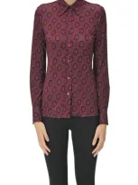 Caliban Optical Print Shirt In Burgundy