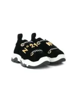 N°21 Kids' Lettering Logo Low-top Sneakers In Black