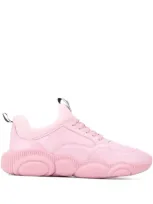 Moschino Leather Teddy Sneakers In Pink