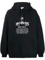 Vetements World Tour-print Cotton-jersey Hooded Sweatshirt In Black