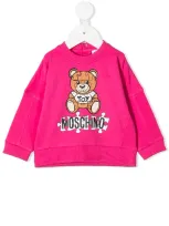 Moschino Babies' Teddy Bear Print Crew Neck Sweatshirt In Pink