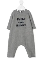 Zhoe & Tobiah Babies' Slogan Long-sleeve Romper In Grey