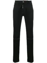 Philipp Plein Distressed Slim-fit Jeans In Black