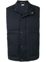 Thom Browne Snap-button Padded Shetland Wool Gilet In Blue