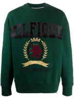 Tommy Hilfiger Crest Embroidery Organic Cotton Sweatshirt In Green