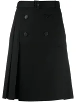 Neil Barrett Pleated Button-detail Skirt In Black