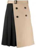 Neil Barrett Pleat-detail Wrap-effect Skirt In Neutrals