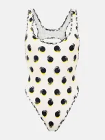 Stella Mccartney Ruched Oranges Print Swimsuit In Multicolor