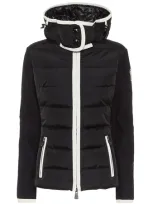 Moncler Logo-patch Jersey-sleeve Quilted Down Jacket In Black