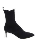 Moschino Logo Label Pointed Ankle Boots In Black