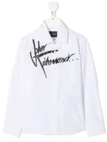 John Richmond Junior Kids' Signature Logo Print Long-sleeved Shirt In White